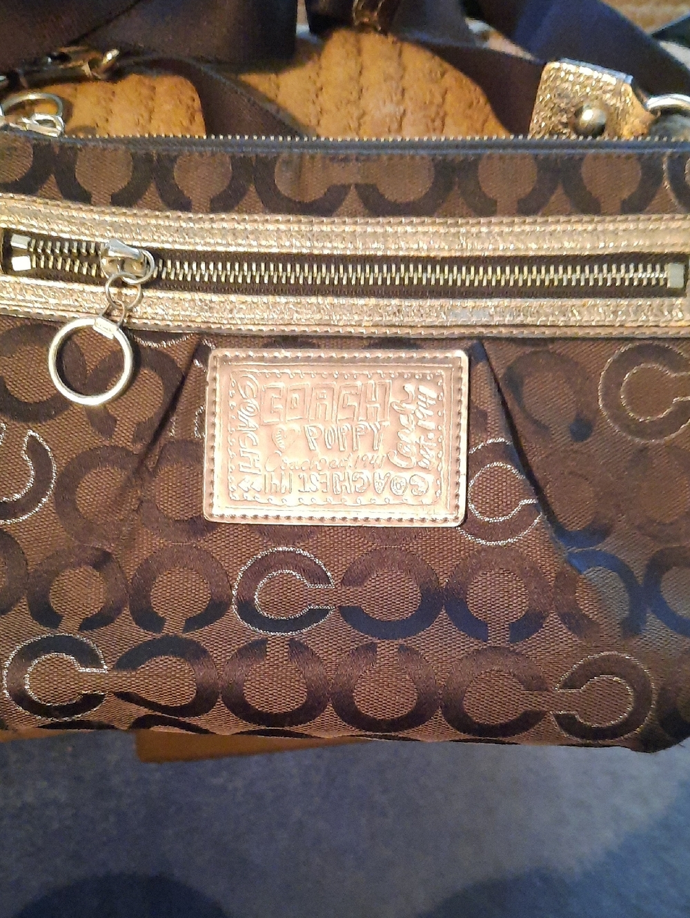 Coach. Dark Grey And Silver Crossbody.